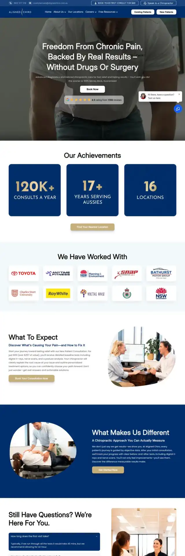 Aligned Chiro website screenshot