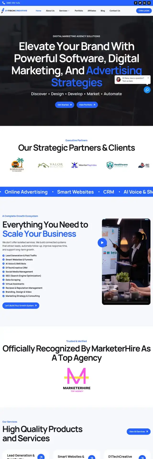 D1 Tech Creative website screenshot