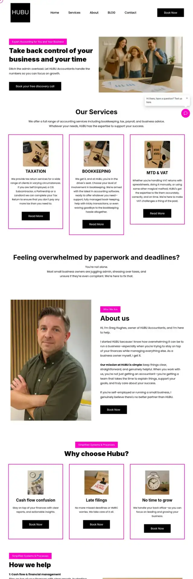 HUBU Accountants website screenshot