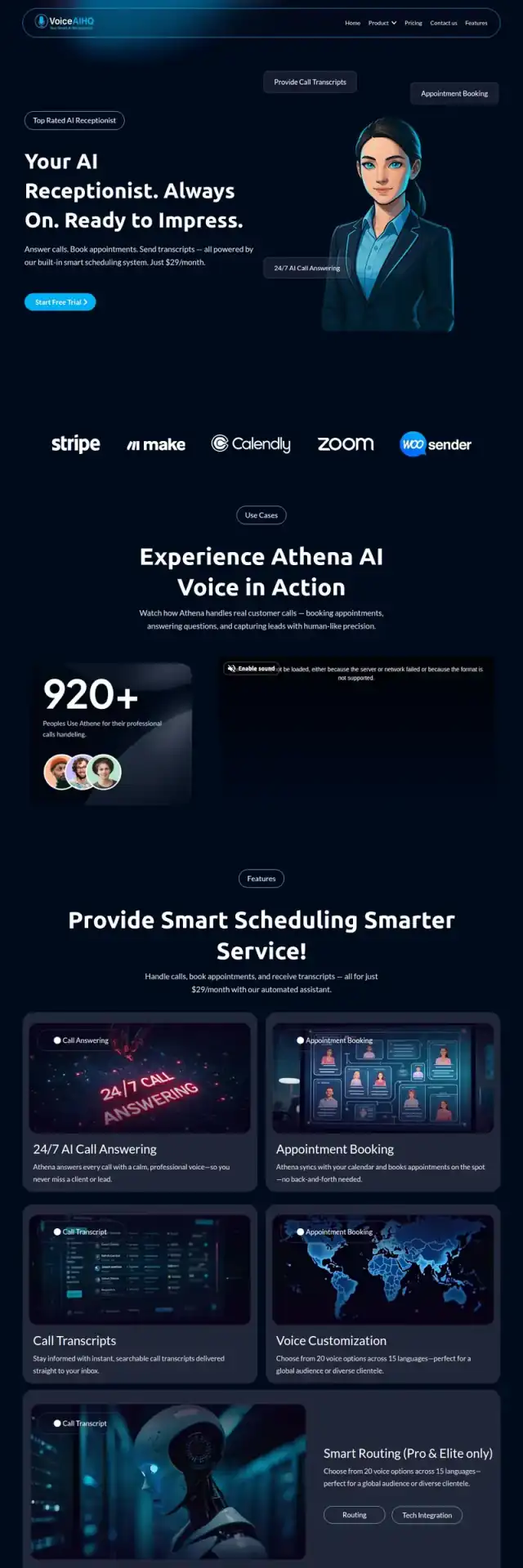 VoiceAI HQ website screenshot