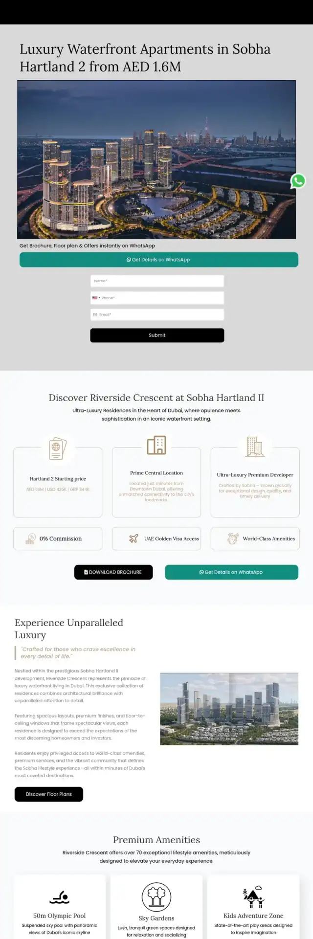 Sobha Hartland Apartments website screenshot