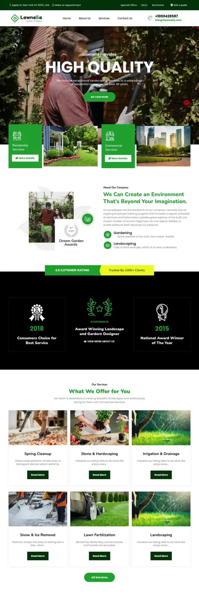 Lawnella Landscaping website screenshot