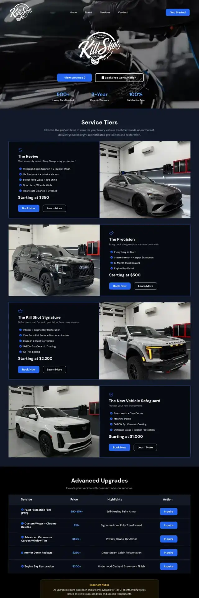 KillShot Auto Detailing website screenshot