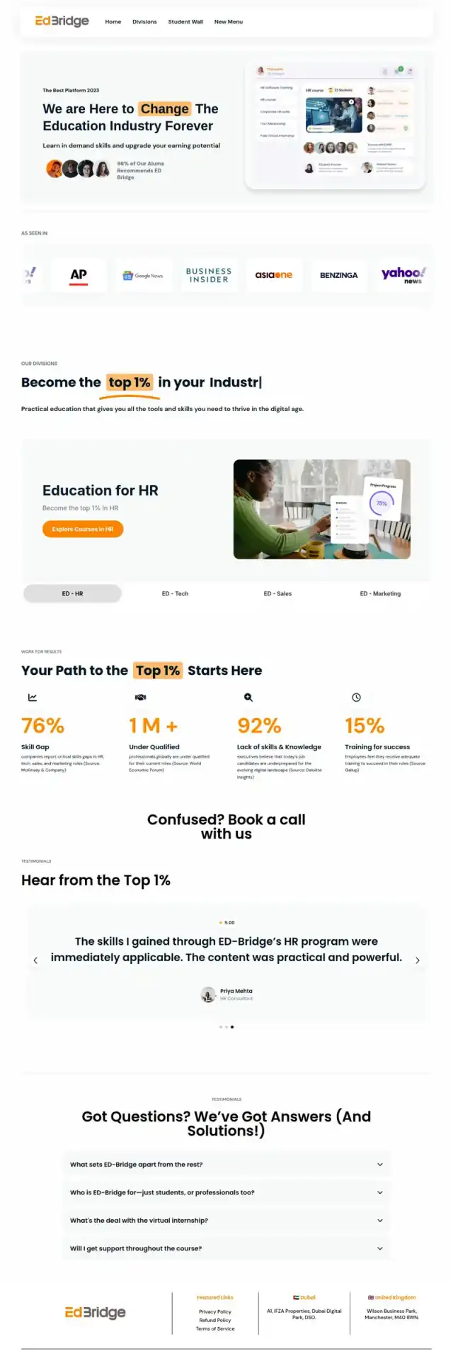 EdBridge website screenshot
