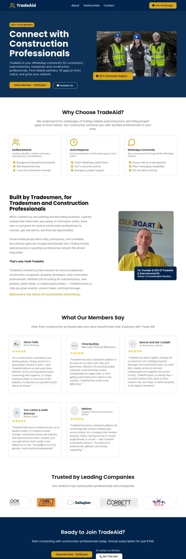 TradeAid website screenshot