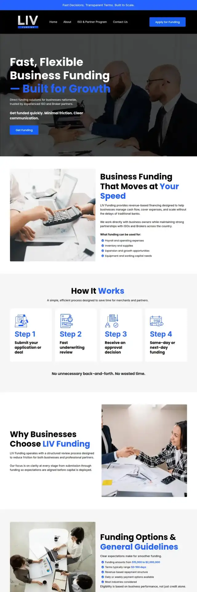 Liv Funding website screenshot