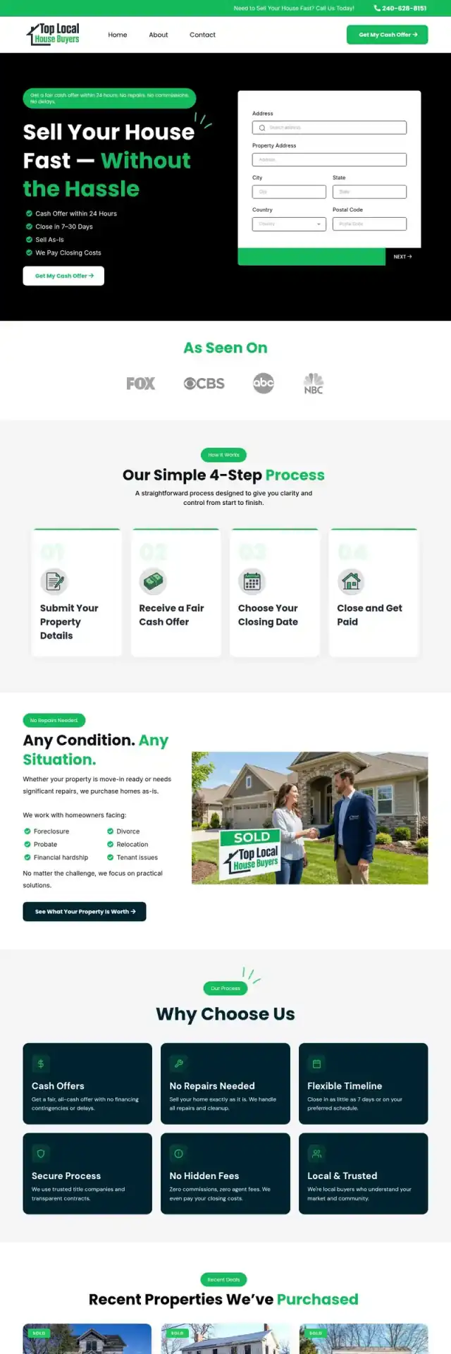 Top Local House Buyers website screenshot