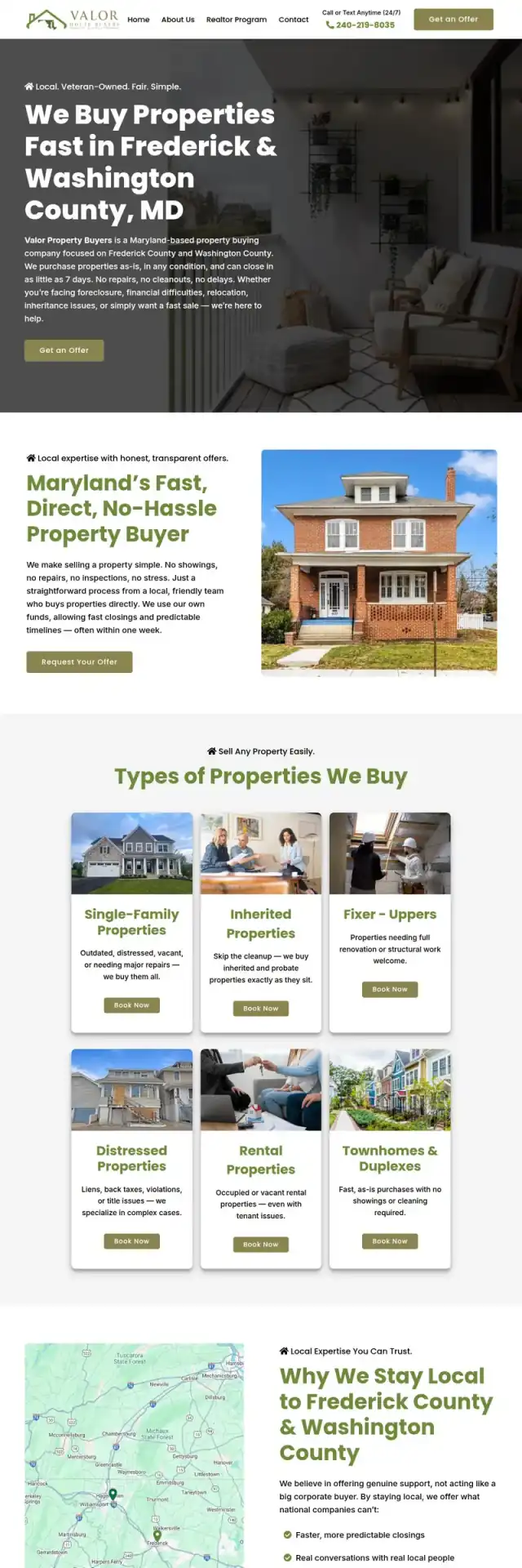 Valor House Buyers website screenshot